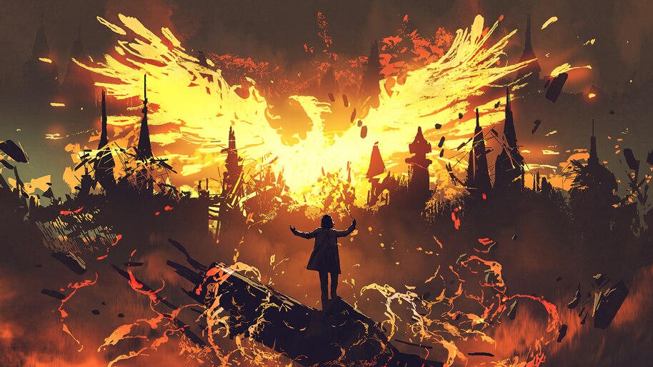 Phoenix, Flame, Fantasy, Art, 4K, #8.315 Wallpaper iPhone Phone