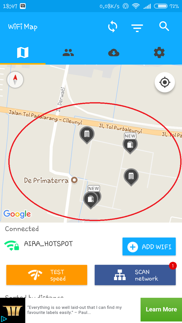 Cara menggunakan wifi map untuk mengetahui password wifi yang terkunci