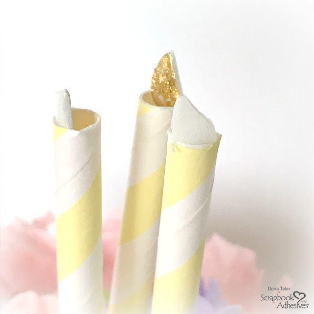 How to Create Faux Birthday Candles from Paper Straws and 3D Foam Shapes