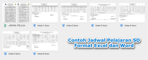 Contoh Jadwal Pelajaran SD Kelas 1 2 3 4 5 6 Format Excel dan Word