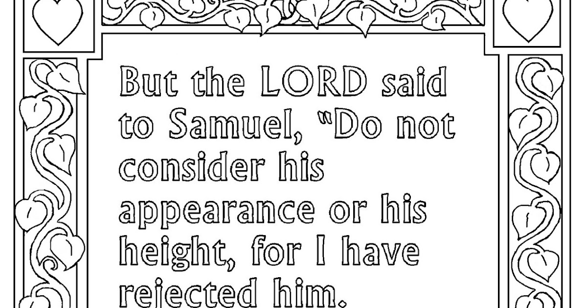 Coloring Pages for Kids by Mr. Adron: Free 1 Samuel 16:7 Print and