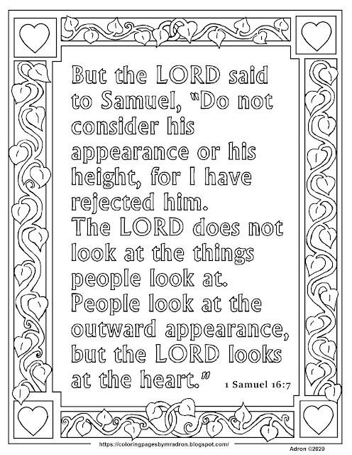 Coloring Pages for Kids by Mr. Adron: Free 1 Samuel 16:7 Print and ...