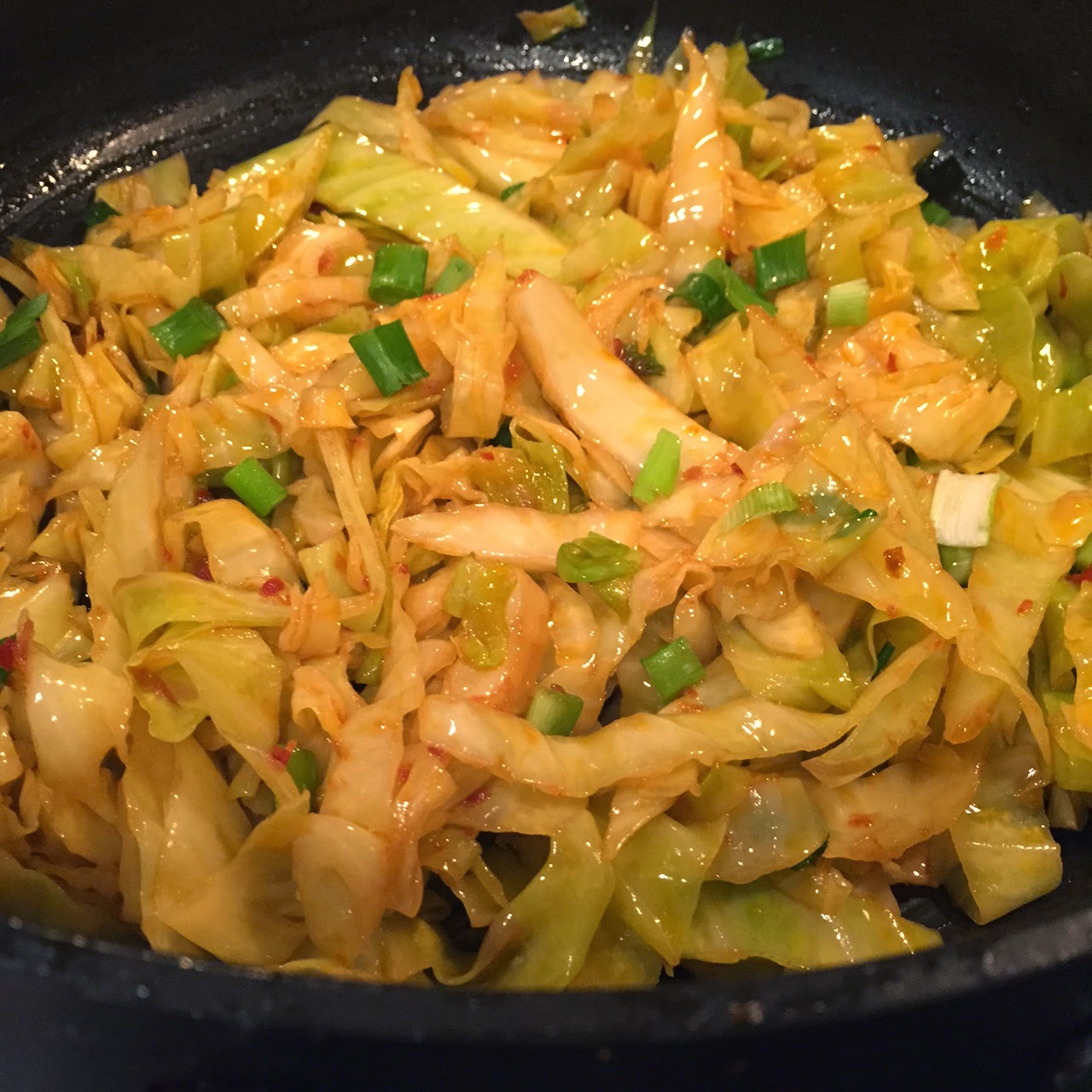 Tasty and (Mostly) Healthy Recipes Spicy Sautéed Cabbage with Hot Sauce