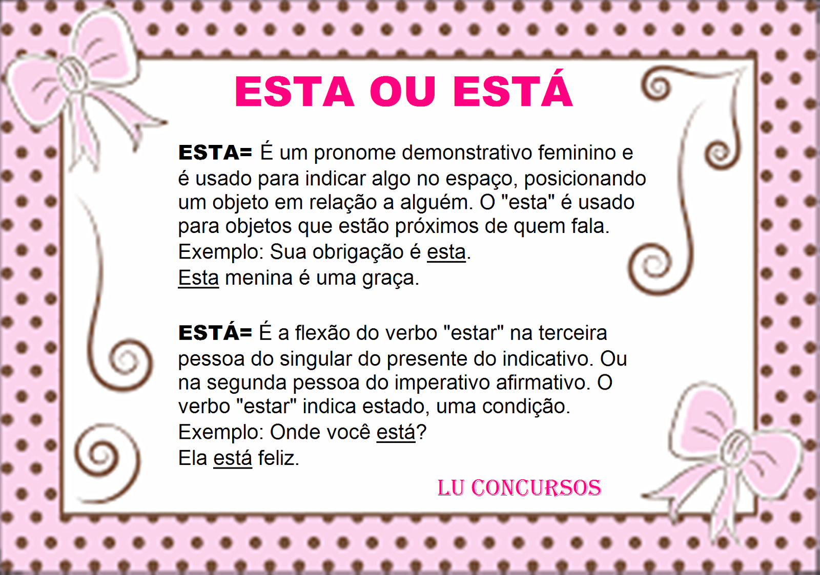 Diferença De Estar E Está Exemplos