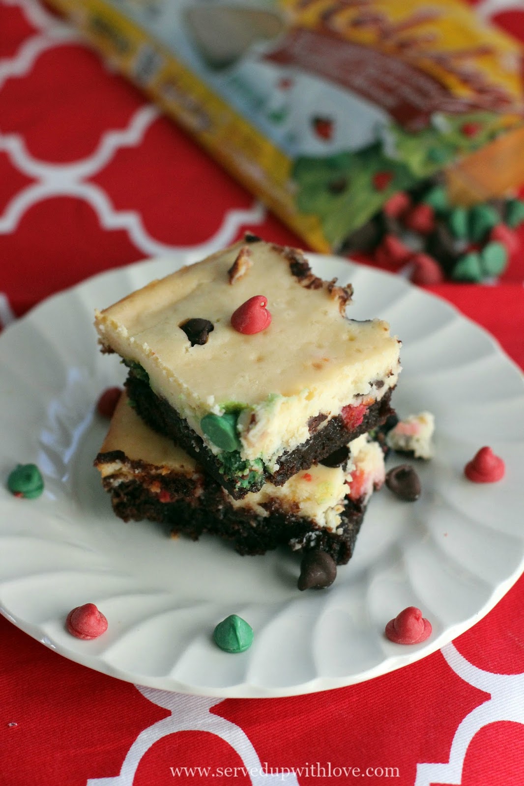 Brownie Chocolate Chip Cheesecake Bars Served Up With Love