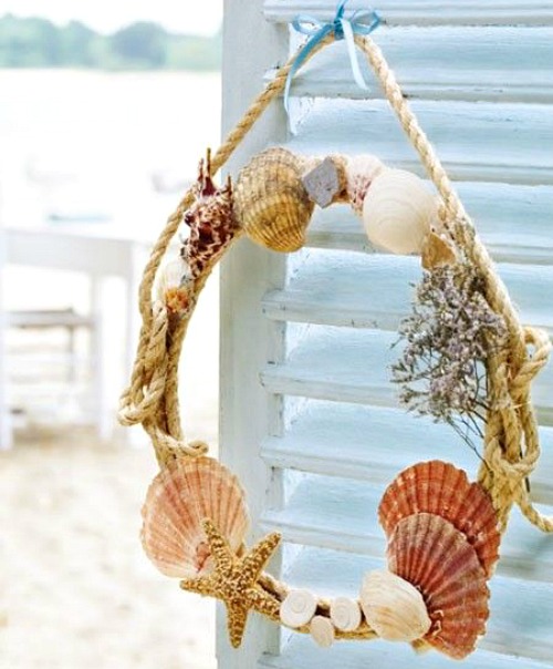 Coastal Summer Wreath with Shells