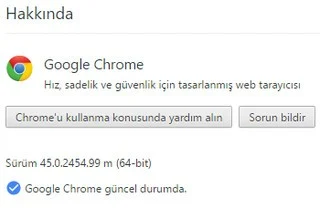 Chrome Tarayıcı güncelleme
