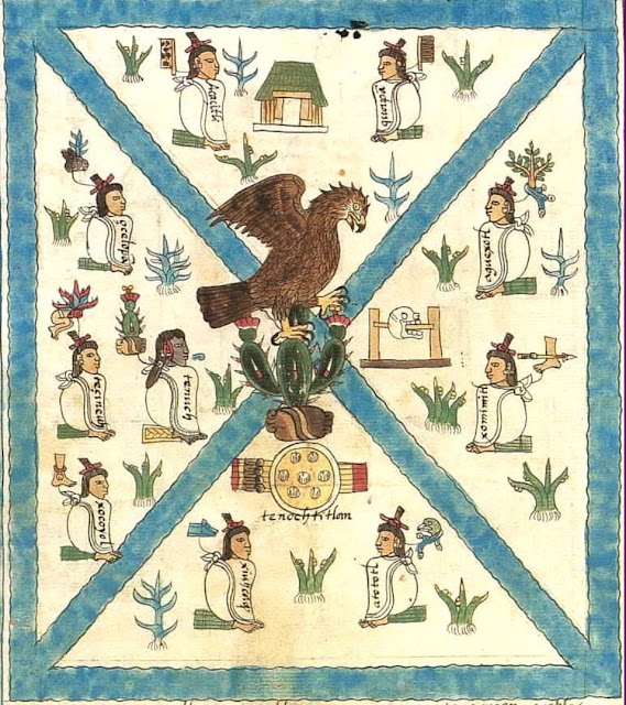 Орёл и змея на кактусе (кодекс Мендозы)