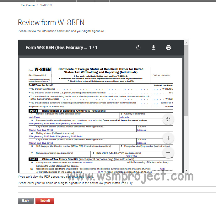Cara Isi Form Tax W 8ben Di Situs Shutterstock Update 2020 Wsm Project