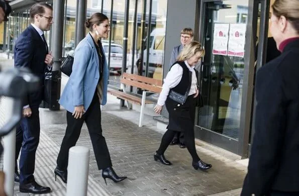 Crown Princess Victoria wore a narina blazer by Tiger of Sweden, summer feather earrings by Kreuger Jewellery,  levy ankle boots by Gianvito Rossi