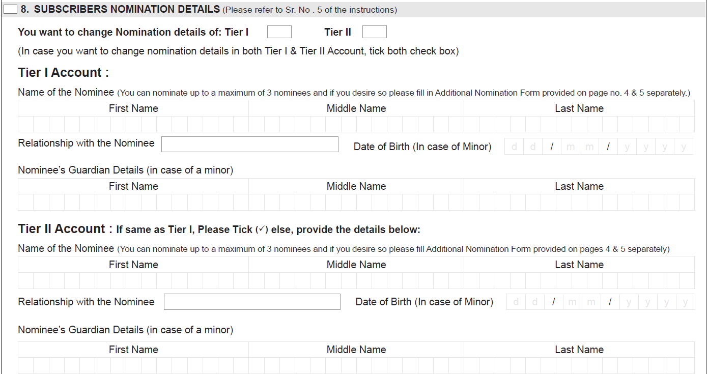 How to make changes/correction in NPS account details?