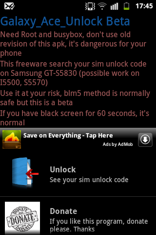 Unlock: See your sim unlock code