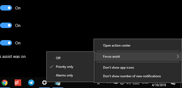 Activer manuellement l'assistant de mise au point sur Windows 10