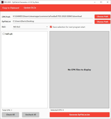 PES 2020 DpFileList Generator by Baris