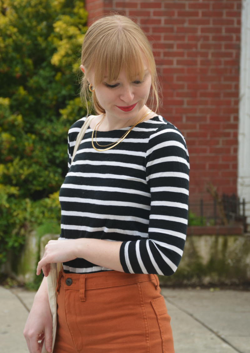 A Classic Casual Outfit | Organized Mess Striped Boatneck Tee