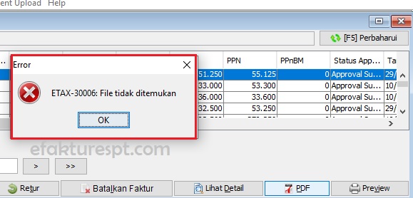 e-Faktur Error ETAX-30006 File Tidak Ditemukan