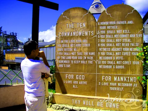 Ten commandments posted at the cathedral entrance