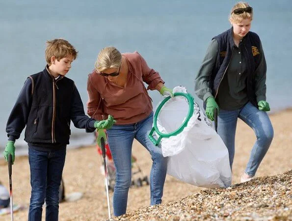 The Earl and Countess of Wessex, Lady Louise Windsor and James, Viscount Severn took part in Great British September Clean on Southsea Beach