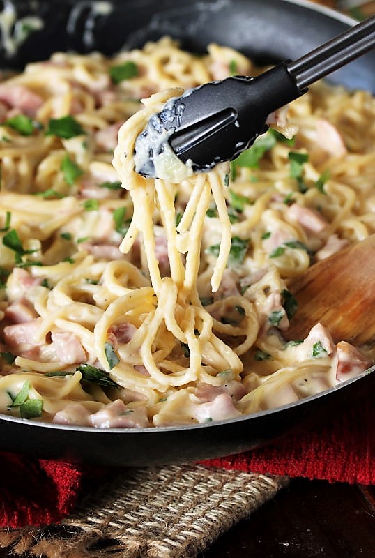 Creamy Ham & Cheese Spaghetti The Kitchen is My Playground