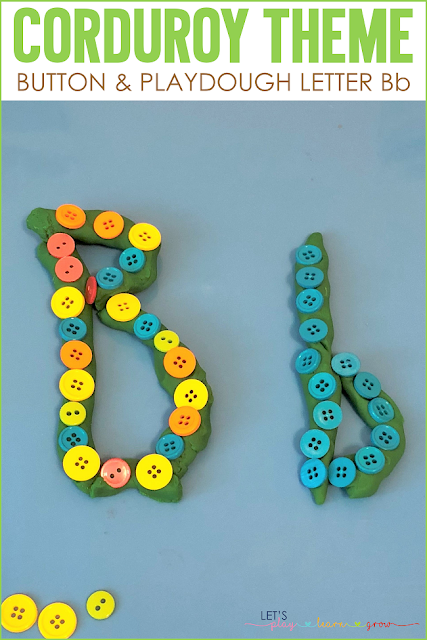Practice forming letters with this fun hands on letter activity using playdough and buttons.