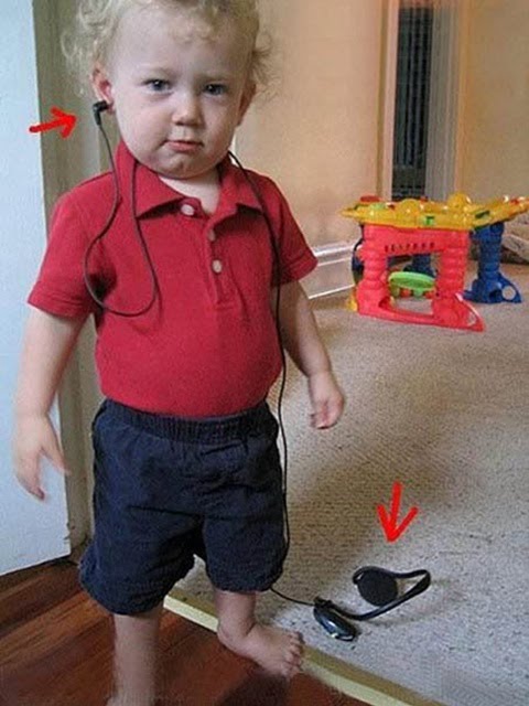 Funny Kid Wearing Headset - Like A Boss!