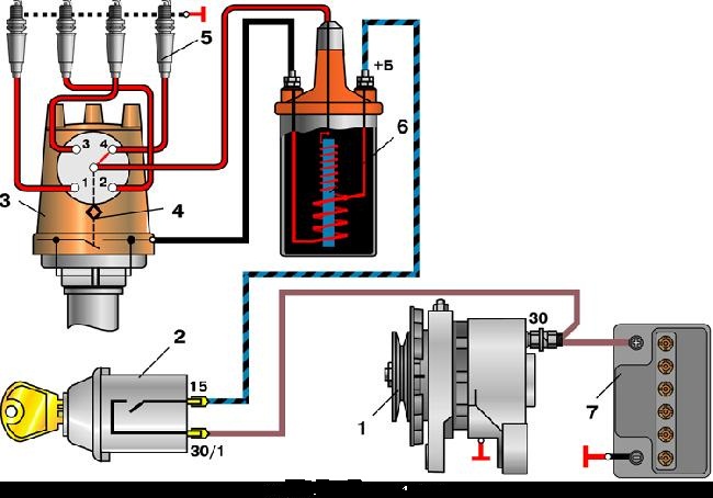 ВАЗ: электрическая схема зажигания ваз 2101