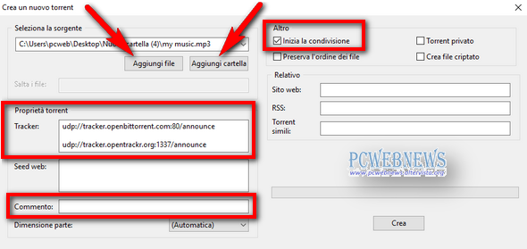 Creare e condividere file torrent