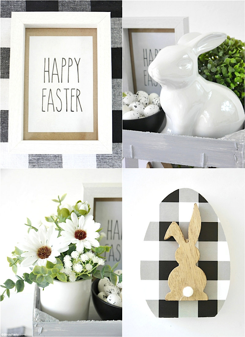 DIY Décor de Pâques avec Printables GRATUITS - des projets d'artisanat faciles pour décorer un plateau à niveaux, pour un décor de table ou la maison!