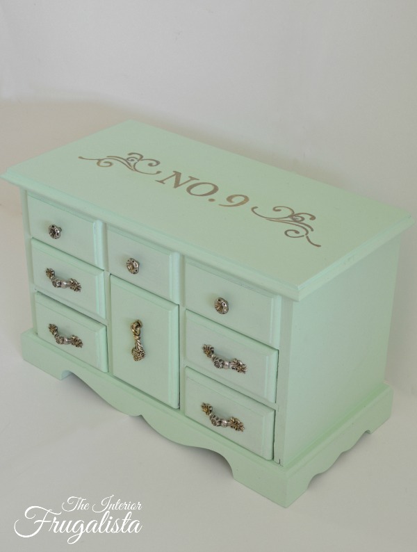 Mint Vintage No 9 Jewelry Box Makeover Interior Frugalista