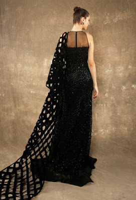 Manish Malhotra Gowns Raven Black Side slit back side