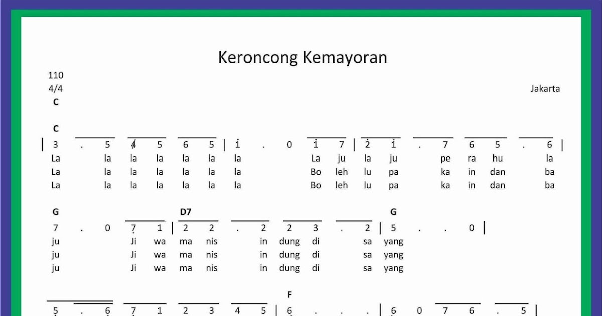 Not Angka Lagu Keroncong Kemayoran - SEKITAR MUSIK