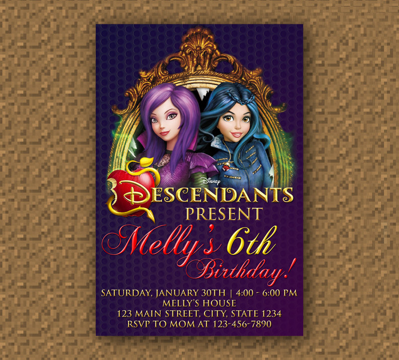 phonecasecustom Descendants Birthday Invitation Printable, Digital
