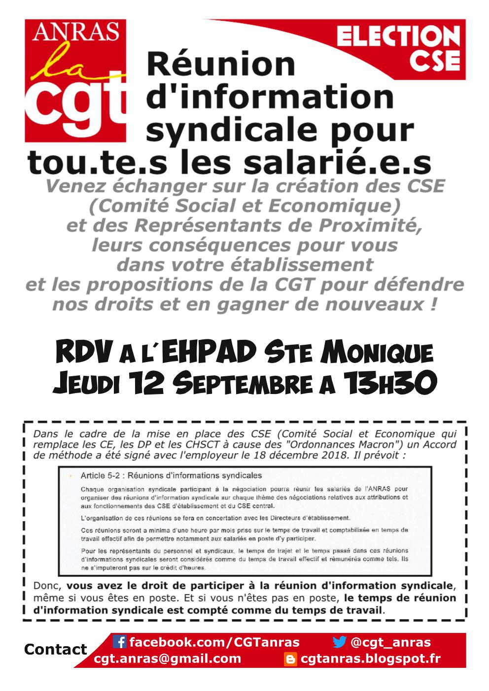 Le blog de la CGT de l'A.N.R.A.S. [Ste Monique] 12/09 Réunion d'Info