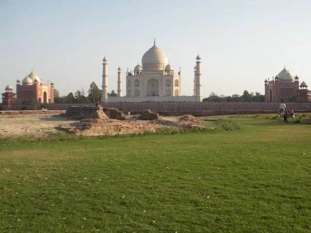 The Taj Mahal viewed from across the Yamuna River on a Day Trip from Delhi to Agra