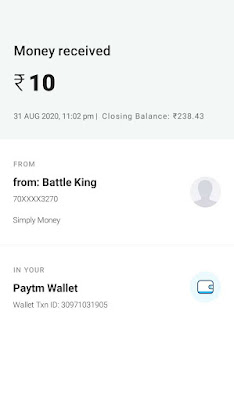 Simply Money app Payment Proof