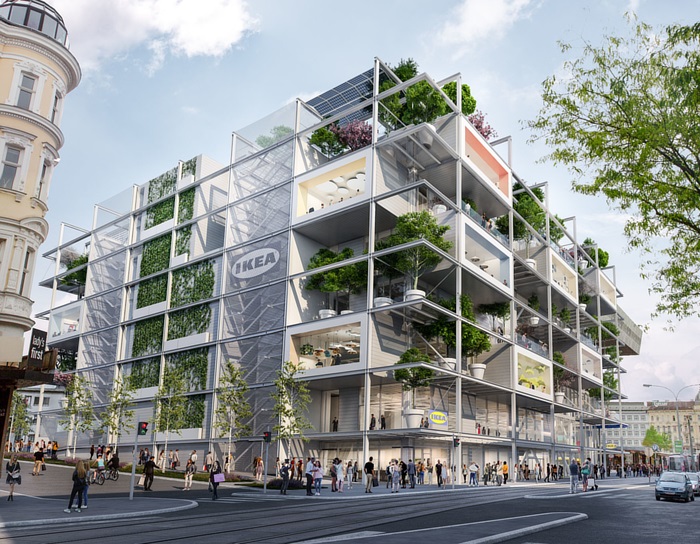 New Modular IKEA Store - car-free and green, Vienna, Austria: Prefab