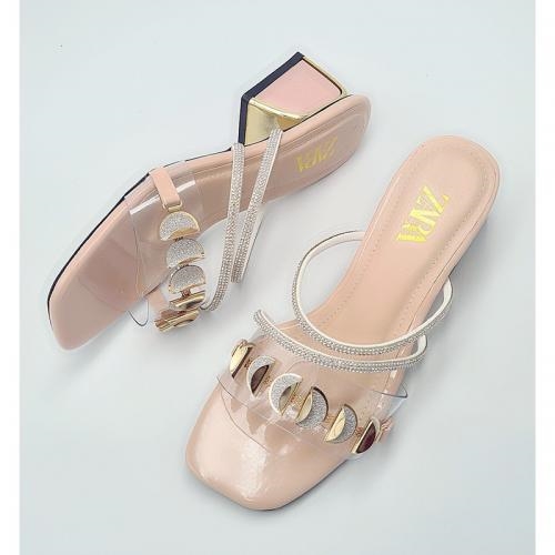 Dép Giày cao gót Quai Trong Đính Ngọc Trai Thời Trang Cho Nữ