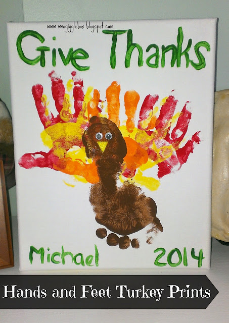 Thanksgiving decoration with kids hands and feet, hands and feet paint project for Thanksgiving, crafting with kids,