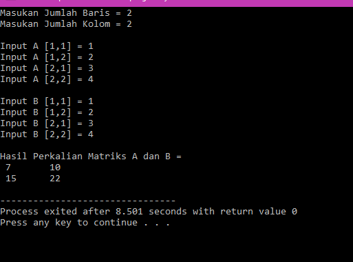Calonprogrammer c++ program perkalian matriks