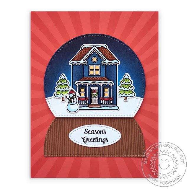 Sunny Studio Blog: Season's Greetings House & Snowman in Snowglobe Handmade Holiday Christmas Card (using Victorian Christmas Stamps, Stitched Semi-Circle Dies, Stitched Oval Dies, Classic Sunburst Paper & Amazing Argyle Paper) Sunny Studio Blog: Season's Greetings House & Snowman in Snowglobe Handmade Holiday Christmas Card (using Victorian Christmas Stamps, Stitched Semi-Circle Dies, Stitched Oval Dies, Classic Sunburst Paper & Amazing Argyle Paper)