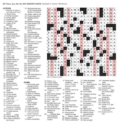 The New York Times Crossword in Gothic: 11 06 11 Baker #39 s Dozen The New York Times Crossword in Gothic: 11 06 11 Baker #39 s Dozen