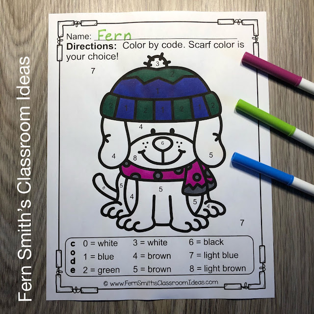 Winter Color By Number Kindergarten Know Your Numbers by #FernSmithsClassroomIdeas
