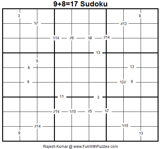 9+8=17 Sudoku (Fun With Sudoku #34)