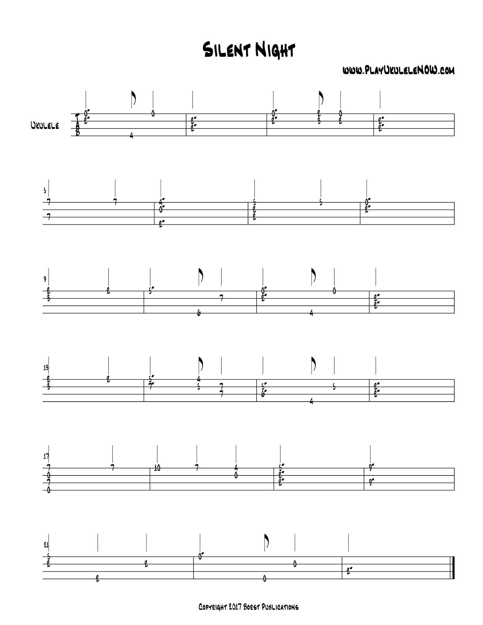 Play Ukulele Now Ukulele fingerstyle Silent Night Two More