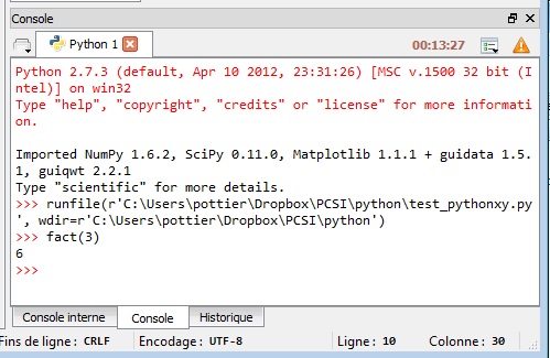 j'apprends python: python facile sous Windows: Python(x,y)
