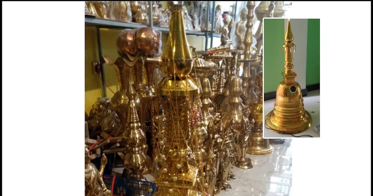 Gold Plated Brass Karaduwa 3 feet (Pagoda, Chaithya) with Lense