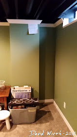 basement corner shelf, design, water meter