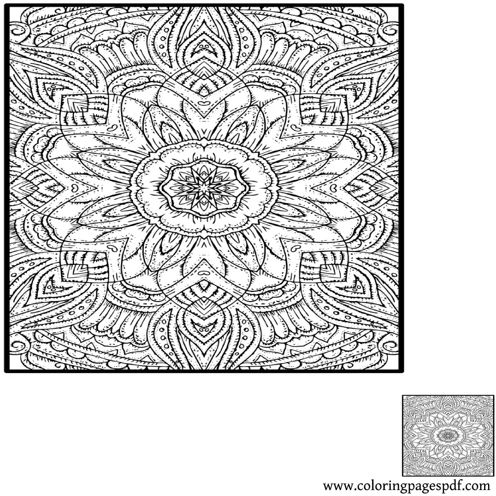 Coloring Page Of A Six Sided Flowers Carpet Mandala