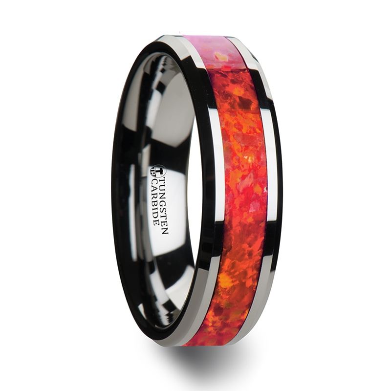 Unique Tungsten Wedding Rings Fiery Red Tungsten Rings