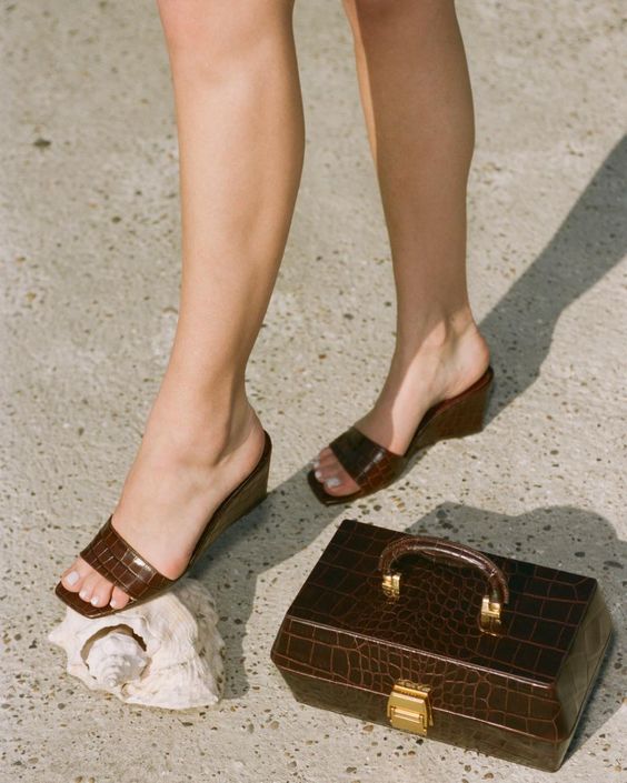 Brown crocodile sandals | Staud Billie Wedges | vintage, retro, wedges, sandals, style, inspiration, fashion, shoes, summer 2020 | Allegory of Vanity